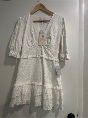 Charles Henry White Eyelet Mini Dress